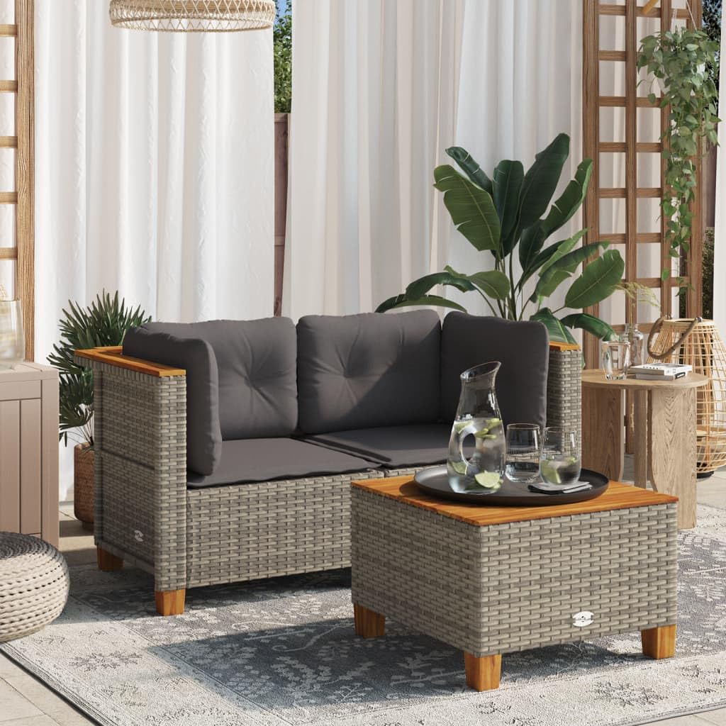 vidaXL Sofás de Esquina jardín con Cojines 2 uds ratán sintético Gris, sofá rinconera de jardín, sofá de jardín de Esquina, Asientos esquineros de jardín