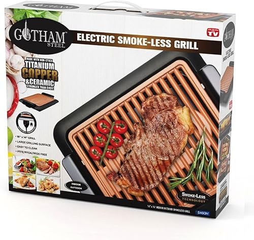 Miniatura 7 de Gotham Steel parrilla sin humo para interiores parrilla eléctrica antiadherente superficie apta para lavavajillas control de temperatura puede