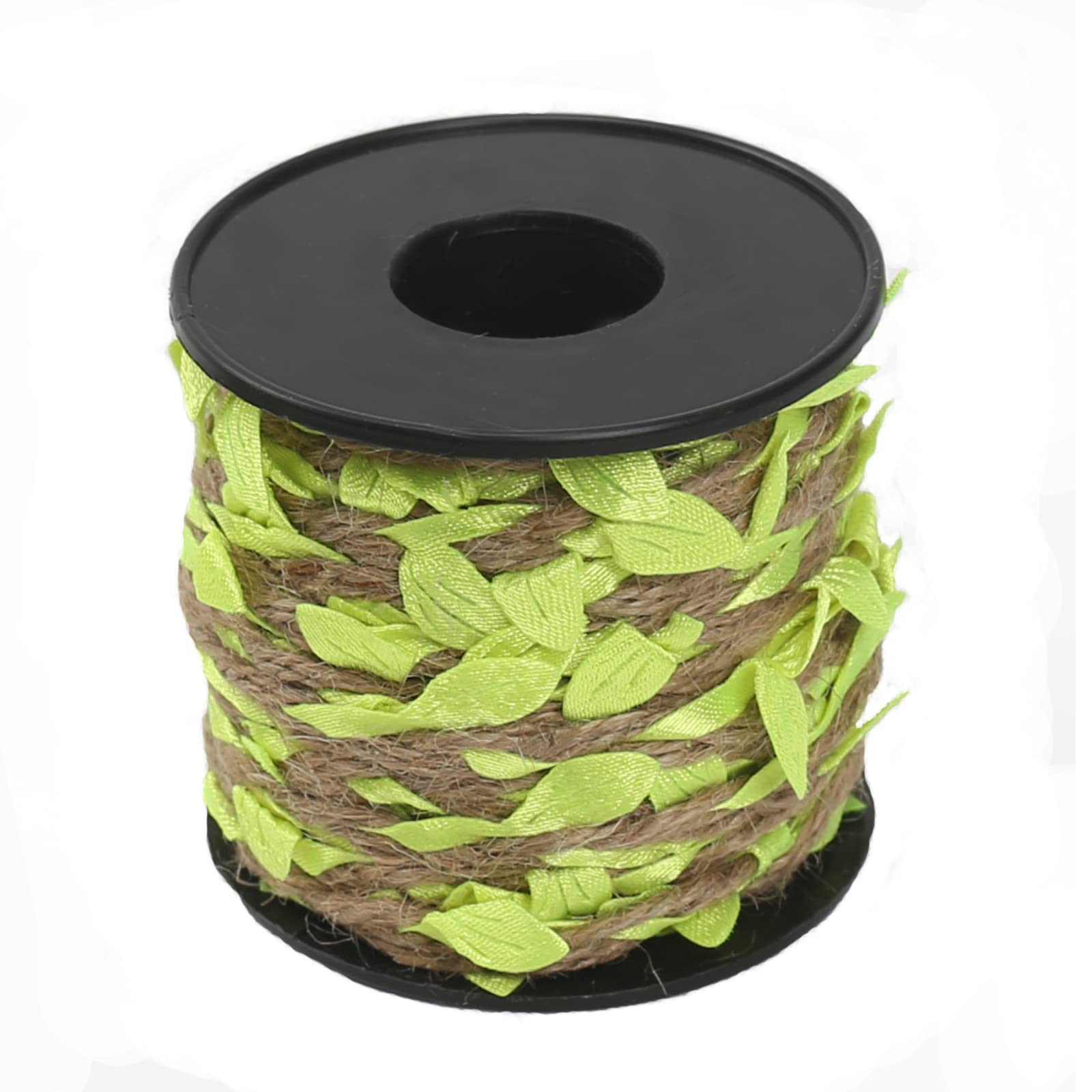 Natural Jute Twine With Green Leaf Ribbon – 33ft Decorative Vine Rope For Gardening, Plant Hanging, Crafts, Gift Wrapping, And Diy Projects (jute Twine + Dark Green) P 401425250
