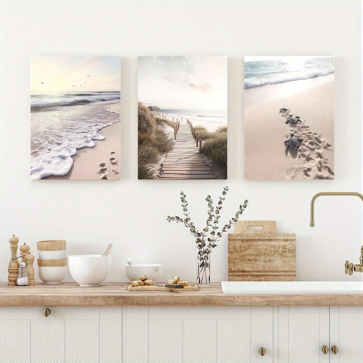 Ltjiajuypd Frameless Classic Modern Beach Posters Coastal Path Prints Sand Dunes Shoreline Scenes Wall Decor(30X40cm-3Pcs)