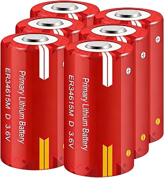Mushuo 6 Pack ER34615M 3.6V 14000mAh D Size Lithium Battery Long Lasting Power PLC Industrial Control Battery