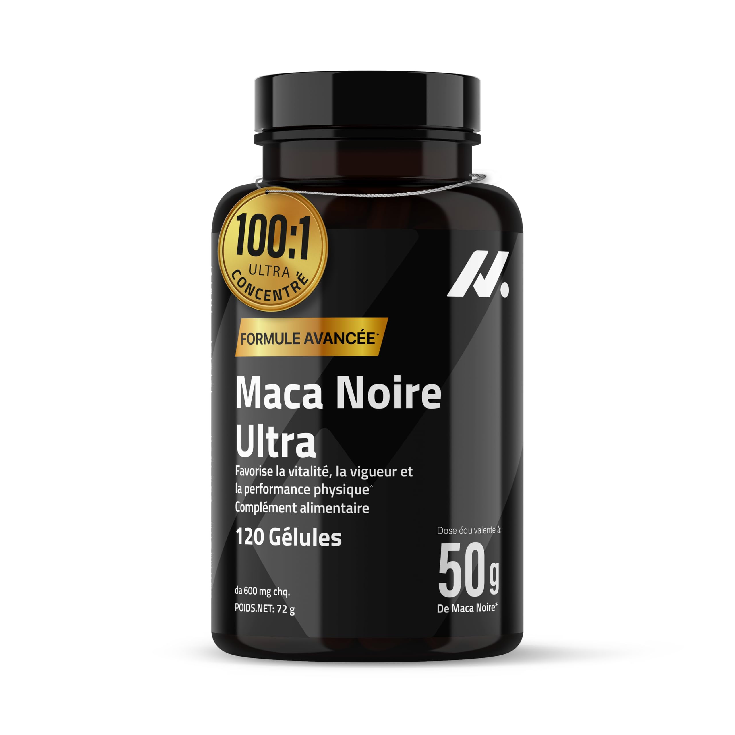 Maca Noire Ultra 50.000 mg – Ultra Concentré 100:1 avec Zinc, Vitamine B6 & Calcium – 120 Gélules Véganes pour Énergie Nocturne, Vitalité Masculine & Testostérone Naturelle – Produit Européen – Nyvos