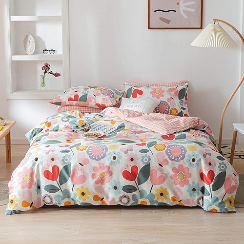 Jane yre Funda de edredón floral tamaño King, 100% algodón, 3 piezas, ropa de cama floral tamaño King, funda de edredón floral estilo jardín fresco,