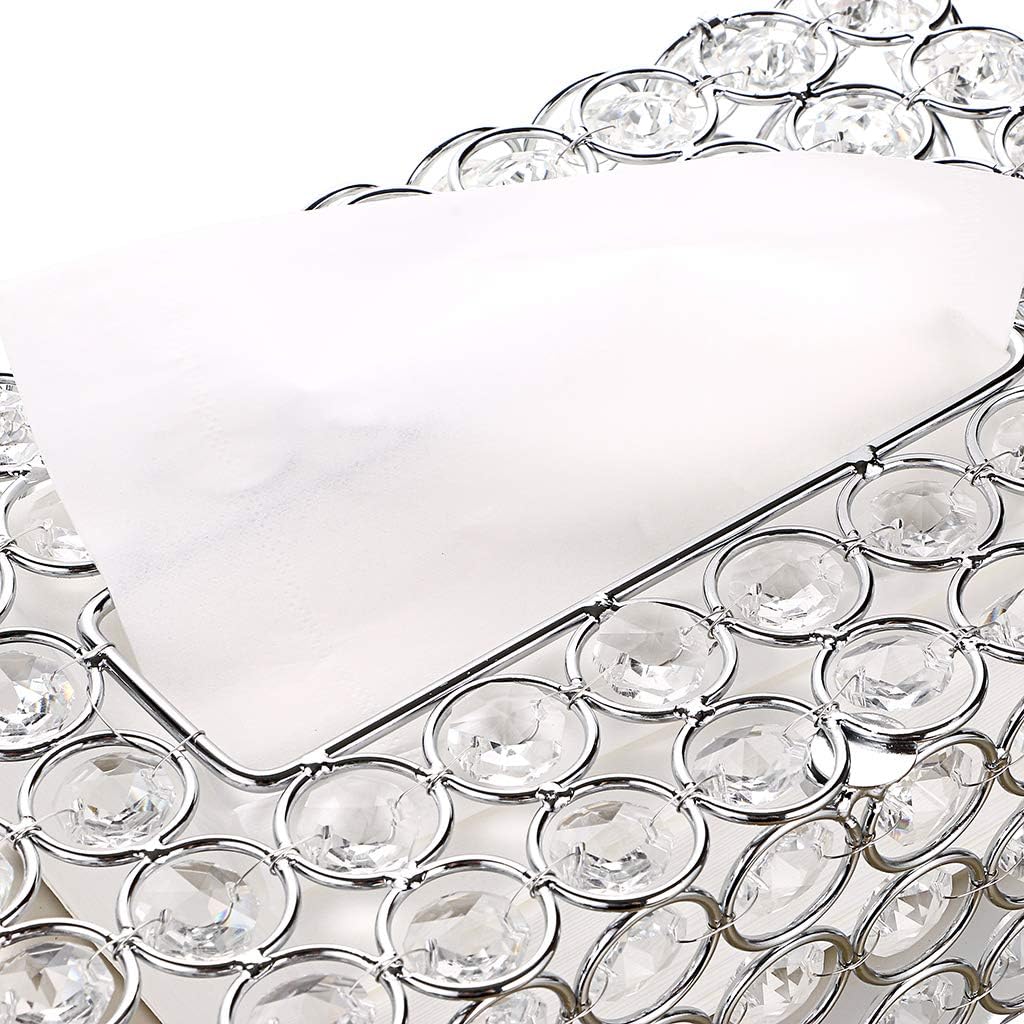 Sumnacon Rectangular Crystal Tissue Box Cover, Decorative Toliet Paper Box, Crystal Napkin Holder, Facial Tissue Holder for Bathroom/Dresser/Night Stand/Desk/Table, Silver : Home & Kitchen