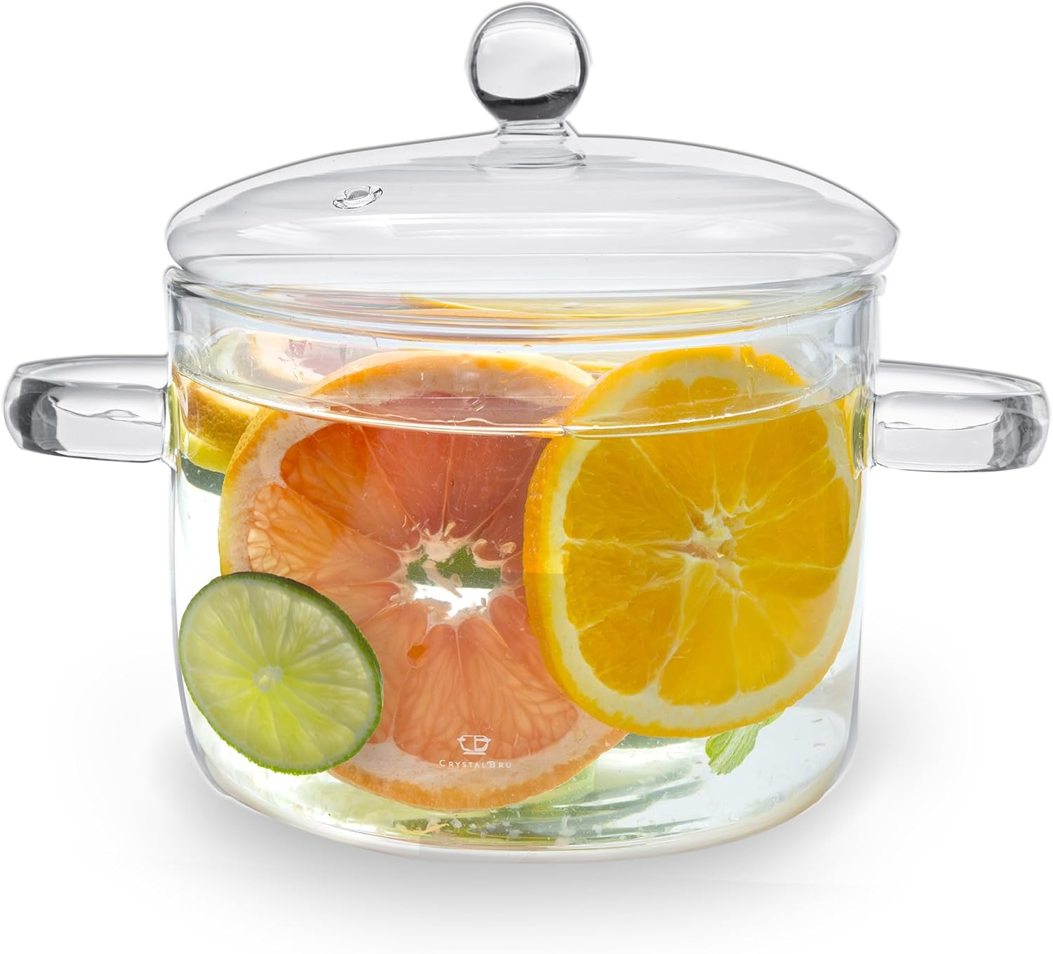 2L Clear Glass Simmer Pot with Lid & Strainer | Heat-Resistant Borosilicate Glass Pot for Pasta, Soup, Baby Food & Milk | Electric Simmer Tool for Home Fragrance | Anti-Scald Handles