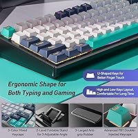 Vista 5 de EarlyLit Teclado mecánico intercambiable en caliente, teclado para juegos con cable con almohadilla numérica, junta silenciosa e interruptores