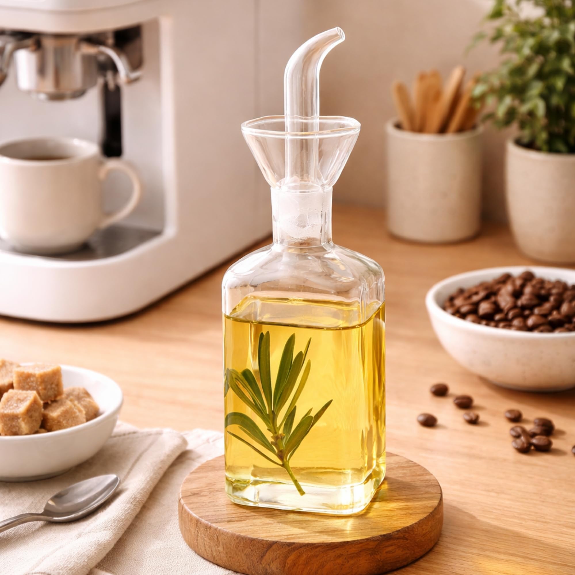 Eden & Willow Medium, 1Pcs Glass Olive Oil Bottle, Vinegar Cruet Bottle For Kitchen, Cooking Oil Dispenser With Non-Drip Spout (Medium, 1Pcs)
