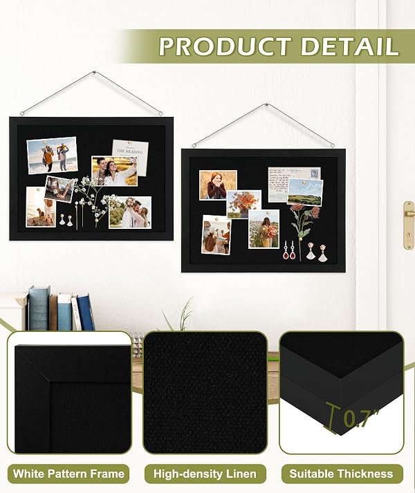 AMUSIGHT 2-Pack Double-Sided Wood Framed Cork Board with Linen, 16" x 12" by AMUSIGHT - Image 2