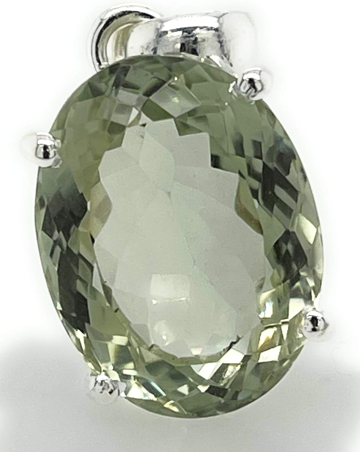 Natural 11ct Green Amethyst 925 Solid Sterling Silver Pendant 27mm - Image 6