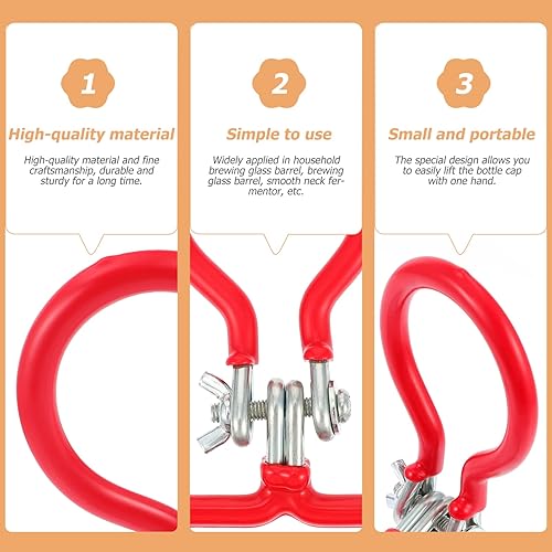 Miniatura 5 de UPKOCH 3 piezas de fermentador pesado con mango de cerveza para hacer carboy, herramienta suave, cuello rojo, soporte de elevación para el hogar,