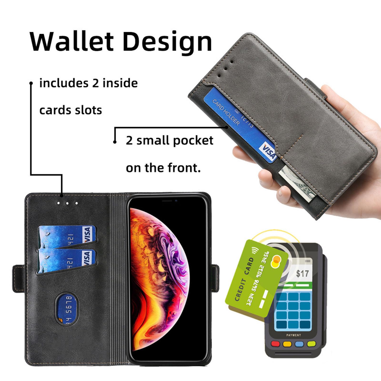 Etui z klapką do iPhone'a 15 Pro Max/15 Pro/15 Plus/15, skórzane etui Premium Business z magnetycznym zamknięciem, etui na telefon odporne na zarysowania, zielone, 15 Pro 6.1''