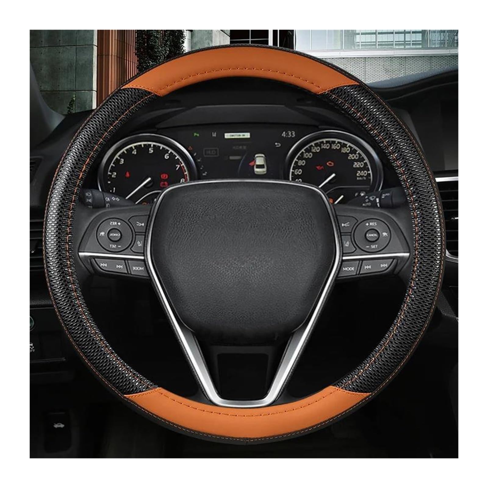 Volantes Cubierta para Volante Coche, 38cm, para Toyota 86, para Sienna, para Sienta, para Rush, para Sequoia, para Corolla, para RV4 Funda Volante(Orage)