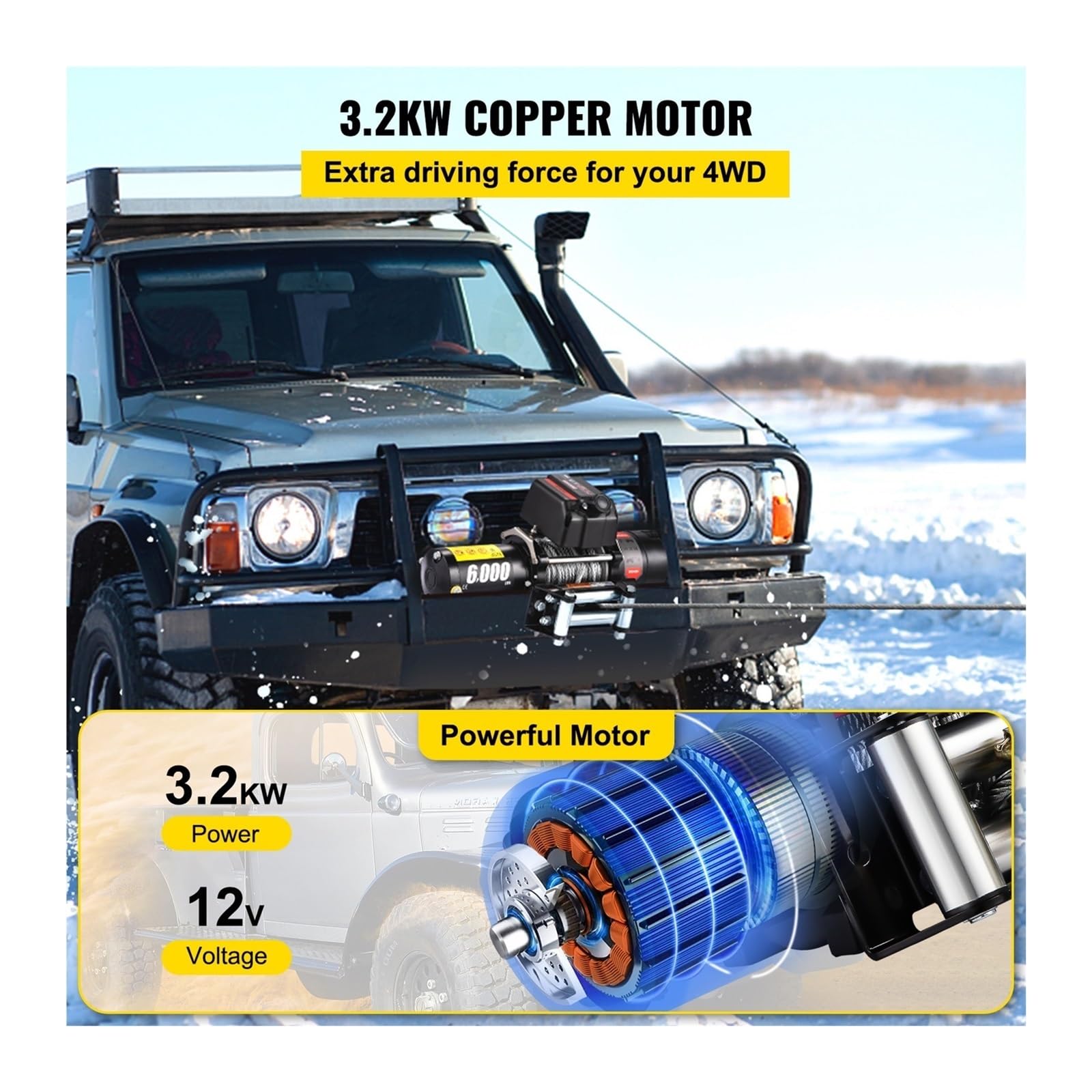 6000LBS 12V Elektrische Winde for 4X4 13M Stahl Kabel Auto Anhänger Seile Abschleppgurt Mit Drahtlose Steuerung ATV Lkw Off Road Für DIY-Anfänger