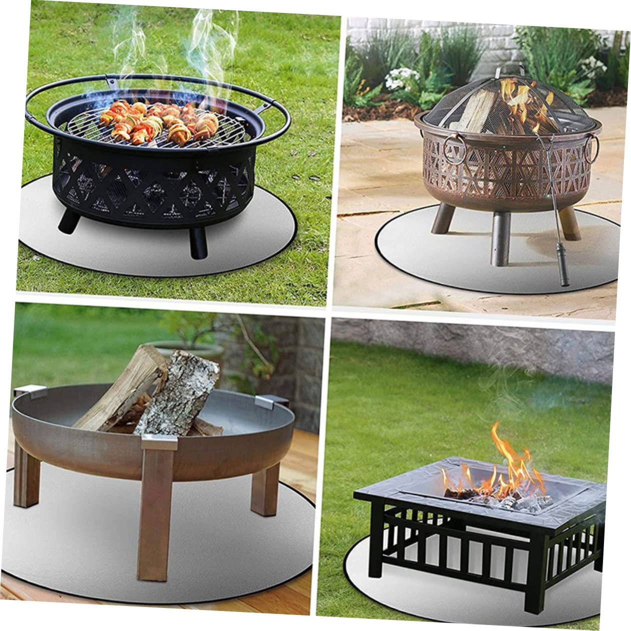 Kisangel 4stücke Feuerfeste Unterlage Für Grill Und Feuerstelle Hitzeschutzmatte Strapazierfähigem Material Für Und Leicht Und Tragbar Für Camping Und BBQ
