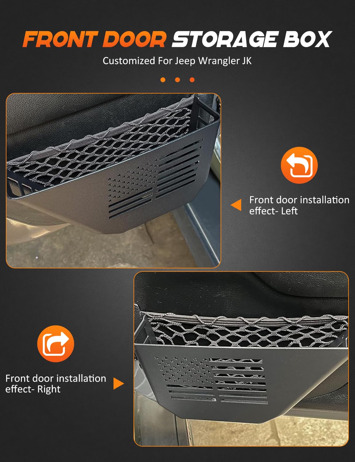 JK Lot de 2 organiseurs de rangement pour porte arrière en acier inoxydable compatible avec Jeep Wrangler JK JKU 2007-2018