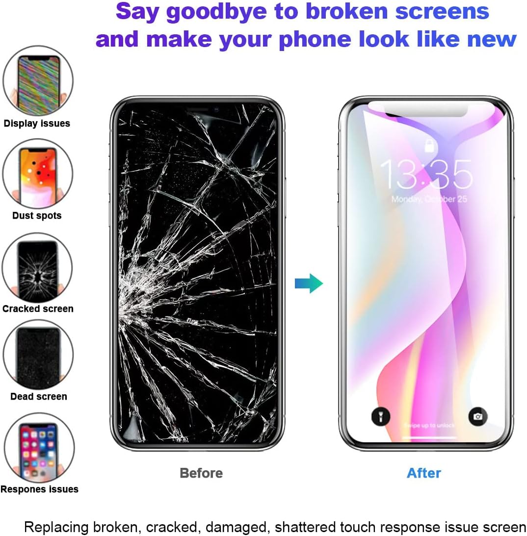 EFAITHFIX for iPhone 11 Pro Max LCD Screen Replacement 6.5 Inch Assembly Display 3D Touch Screen Digitizer with Repair Tools Kit Waterproof Adhesive Tempered Glass Protector for A2161, A2220, A2218