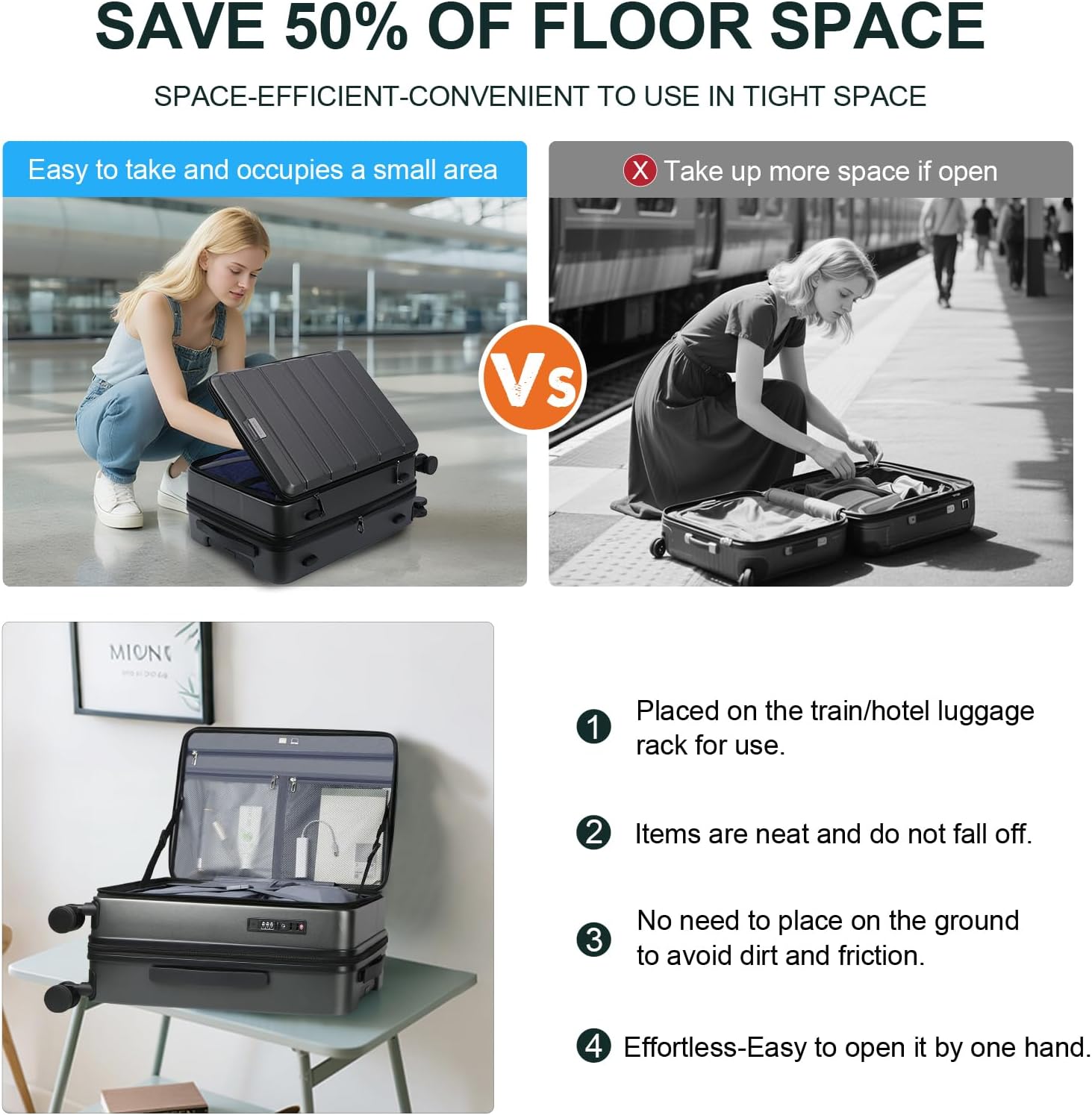 KROSER Carry On Luggage with Spinner Wheels & Built-in TSA Lock, Expandable Top Opening Hard Shell Suitcase Large Capacity Durable Rolling Luggage with USB Port, Carry-On 20-Inch, Steel Grey