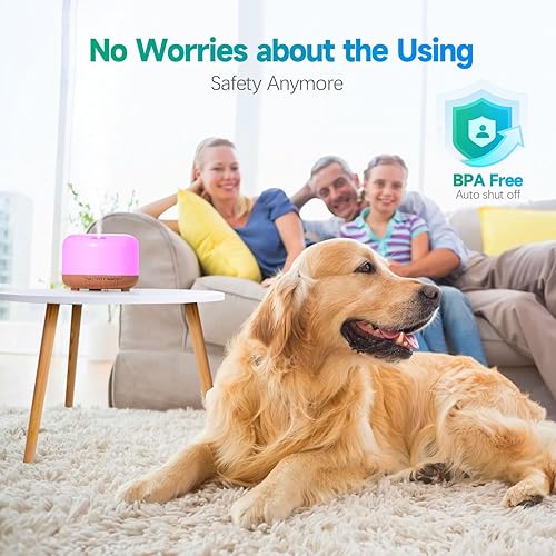 Miniatura 6 de YIKUBEE Difusor de aceite esencial, humidificador de 16.9 fl oz, difusores para el hogar, difusor de aromaterapia con control remoto, difusores para