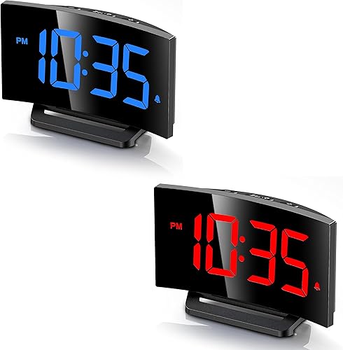 GOLOZA Reloj despertador digital azul y reloj despertador digital rojo