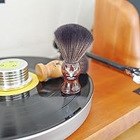 Vista 5 de Limpiador de discos de vinilo pequeño con mango de madera, cepillo para discos de vinilo para accesorios de limpieza antiestáticos (ciervo marrón)