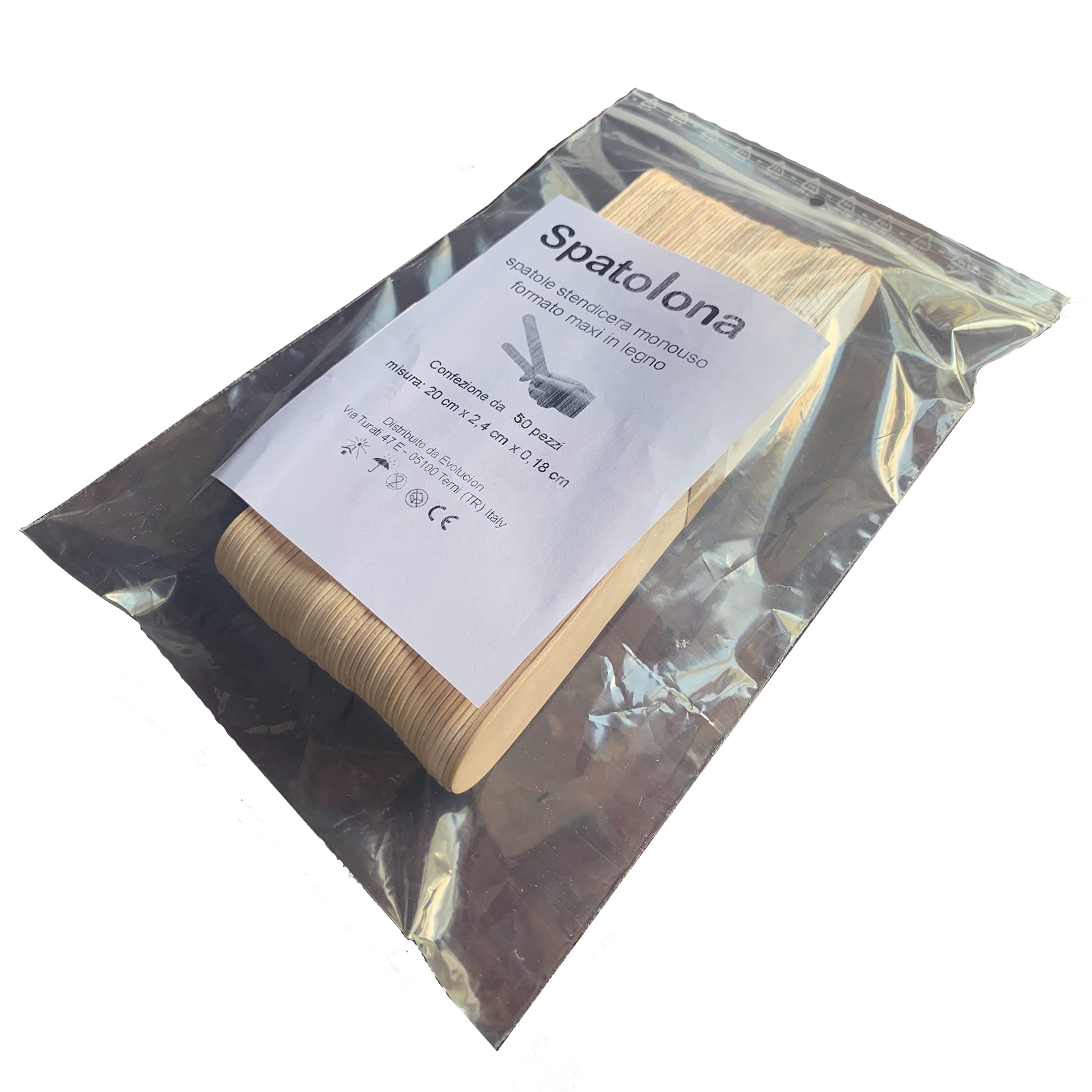 SPATOLONA Palette in legno grandi per ceretta brasiliana 20 x 2,4 cm. 50 spatole per depilazione e fai da te (50)