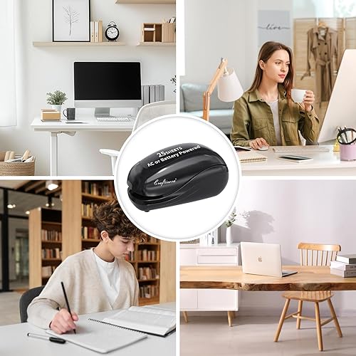 Vista 8 de Grapadora eléctrica, incluye 2000 grapas y 1 removedor de grapas, adecuada para el tamaño de la palma y alta comodidad, capacidad de 25 hojas, Negro