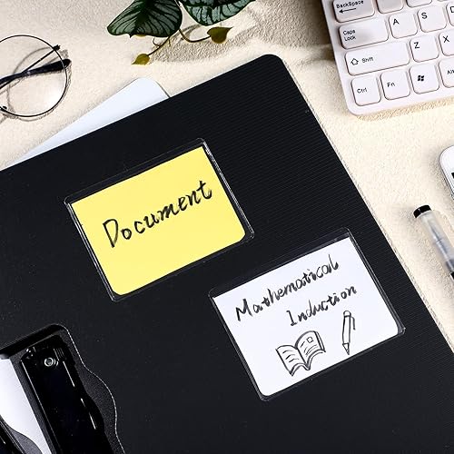 Miniatura 7 de Bolsillos adhesivos transparentes para etiquetas, fundas de plástico de 3.5 x 2.75 pulgadas, bolsillos cuadrados para etiquetas para escuela,