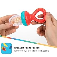 Vista 4 de Nuby Nibbler Mesh First - Comedero de alimentos suaves, 2 unidades, coral y aguamarina