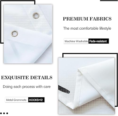 Miniatura 5 de Juego de cortinas de ducha bohemias de 72 x 78 pulgadas con borla blanca, impermeable, sol de mediados de siglo, moderno, rústico, para decoración