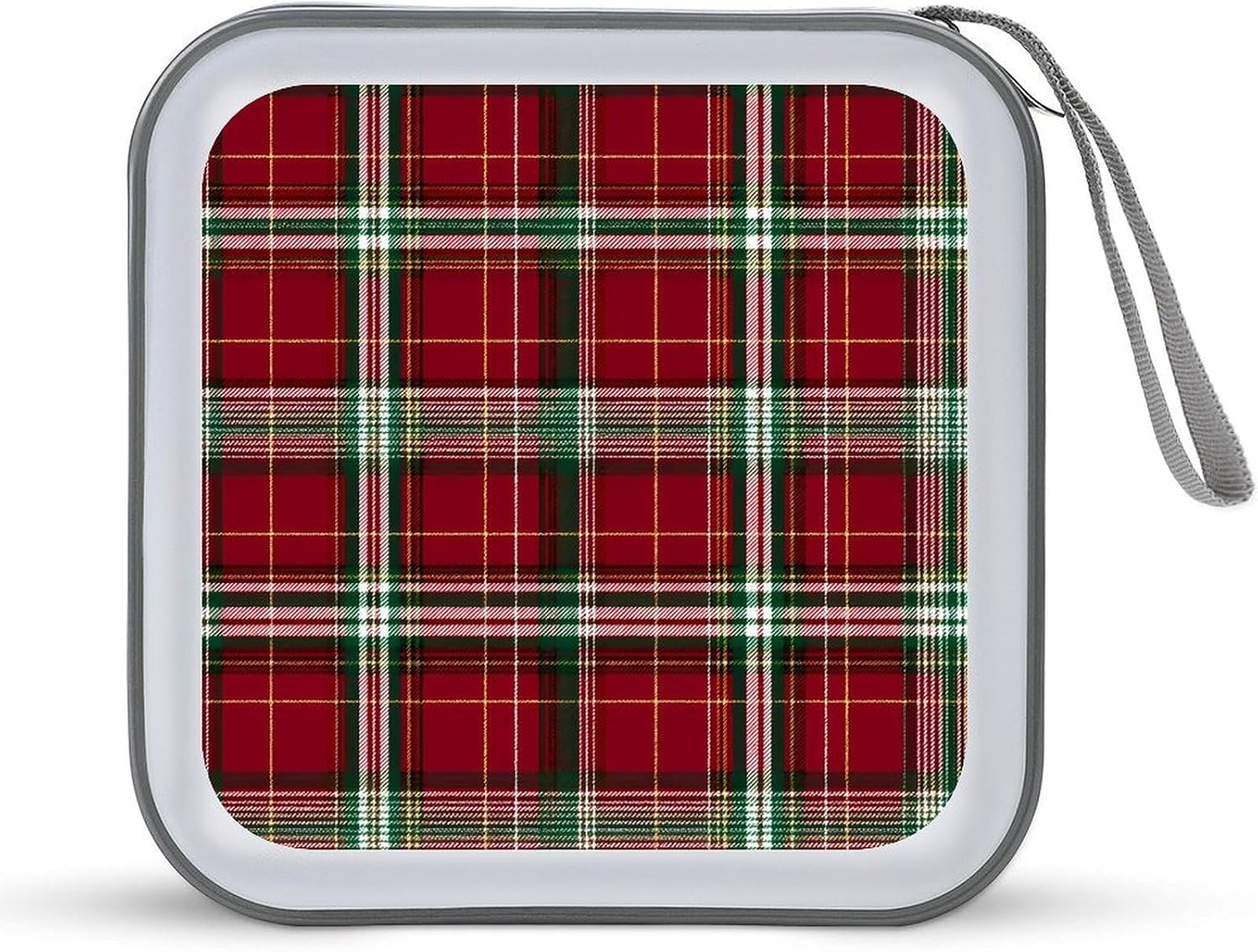 Red And Green Tartan Pattern Modern CD Cases Bag Storage Binder 40-Capacity