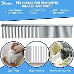 Candure Dematting Peigne pour chien et chat, Râteau de grooming pour animaux de compagnie et brosses pour petits chiens de taille moyenne à double face Enlève les noeuds & Cheveux tangés (bleu, gros à moyen)