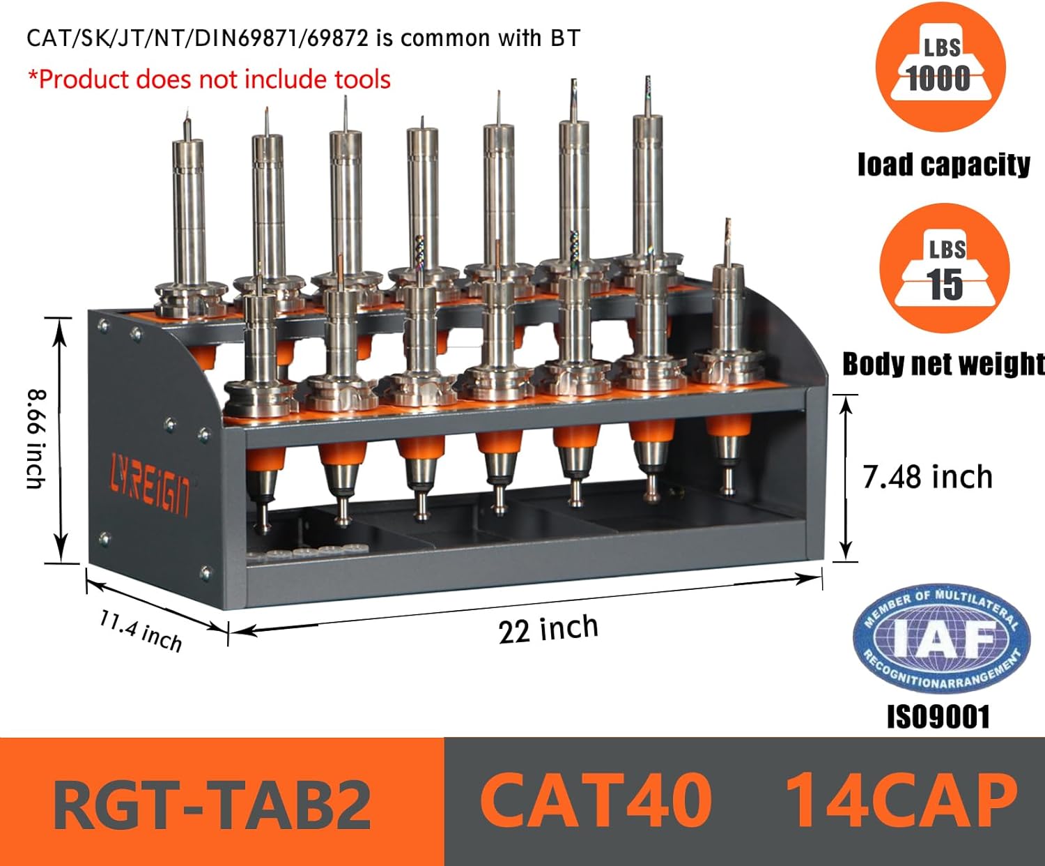 CAT/BT40 tool storage rack double layer large capacity workbench wall mounted tool rack CAT30/40/50 HSK63/100
