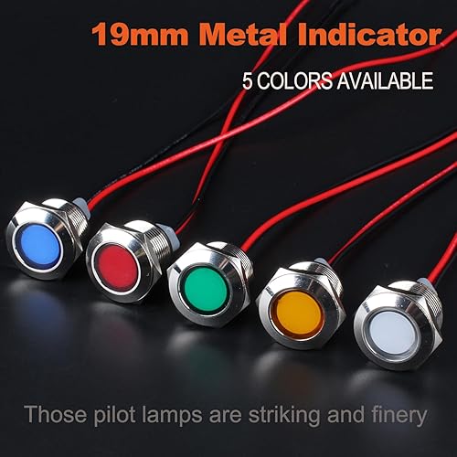 Miniatura 26 de 2 luces indicadoras LED de 0.630 in (5/8 pulgadas), 12-24 V AC/DC 20 mA ahorro de energía de metal impermeable IP67 lámpara piloto de una sola Verde