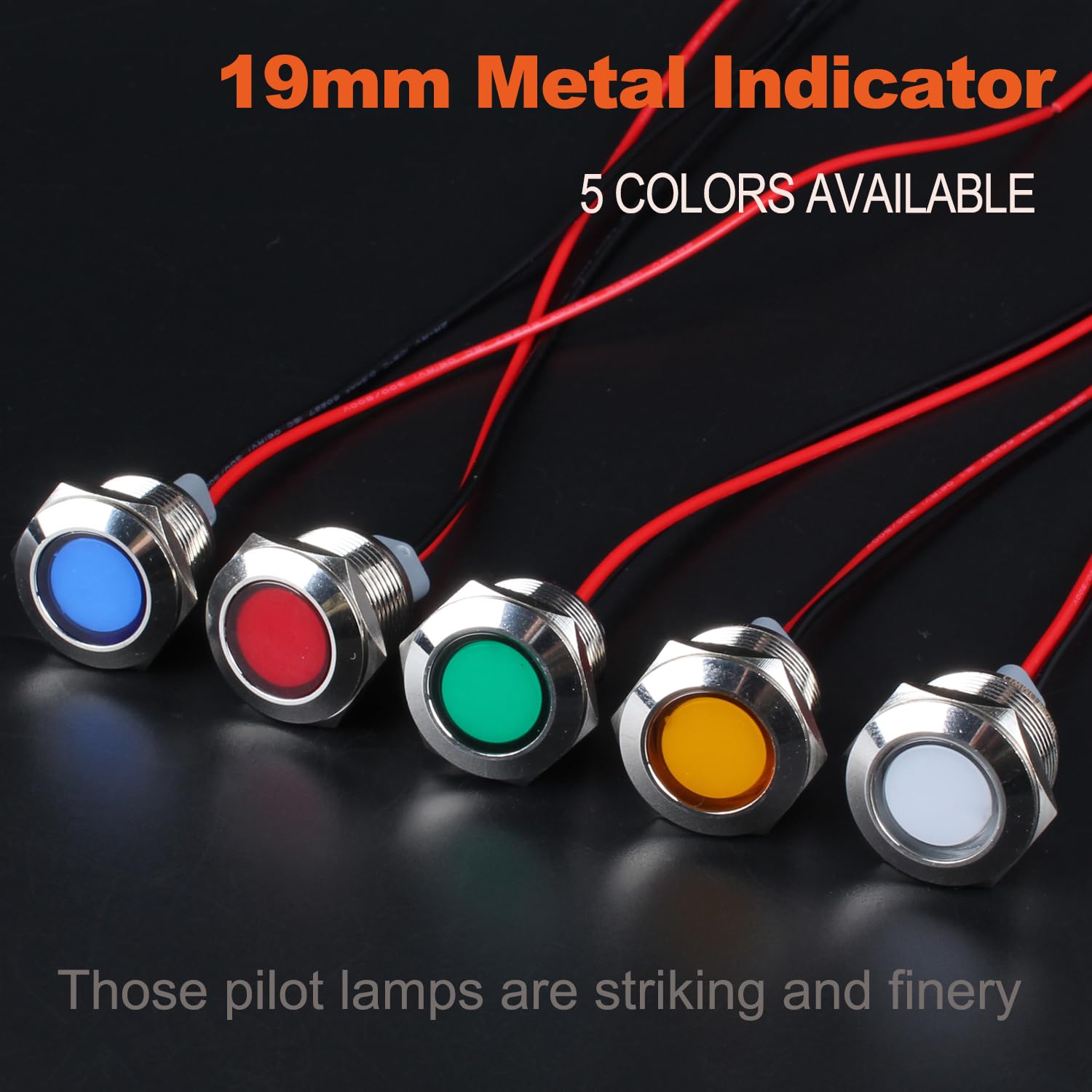APIELE 19mm Waterproof LED Indicator Light - 12V AC/DC, Red, Metal Housing, For Car Truck Boat Dash - View #8
