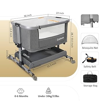 Amazon.com: cutebeams 4-in-1 Baby Bassinet, Bedside Sleeper