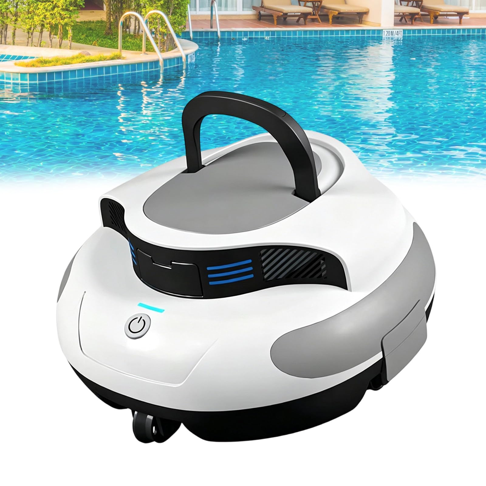 RUODATONLY Robotic Pool Vacuum, Cordless Robot Pool Vacuum with smart Sensors, Hands-Free Operation, Lightweight 8lbs Pool Cleaner for Indoor & Above Ground Pools