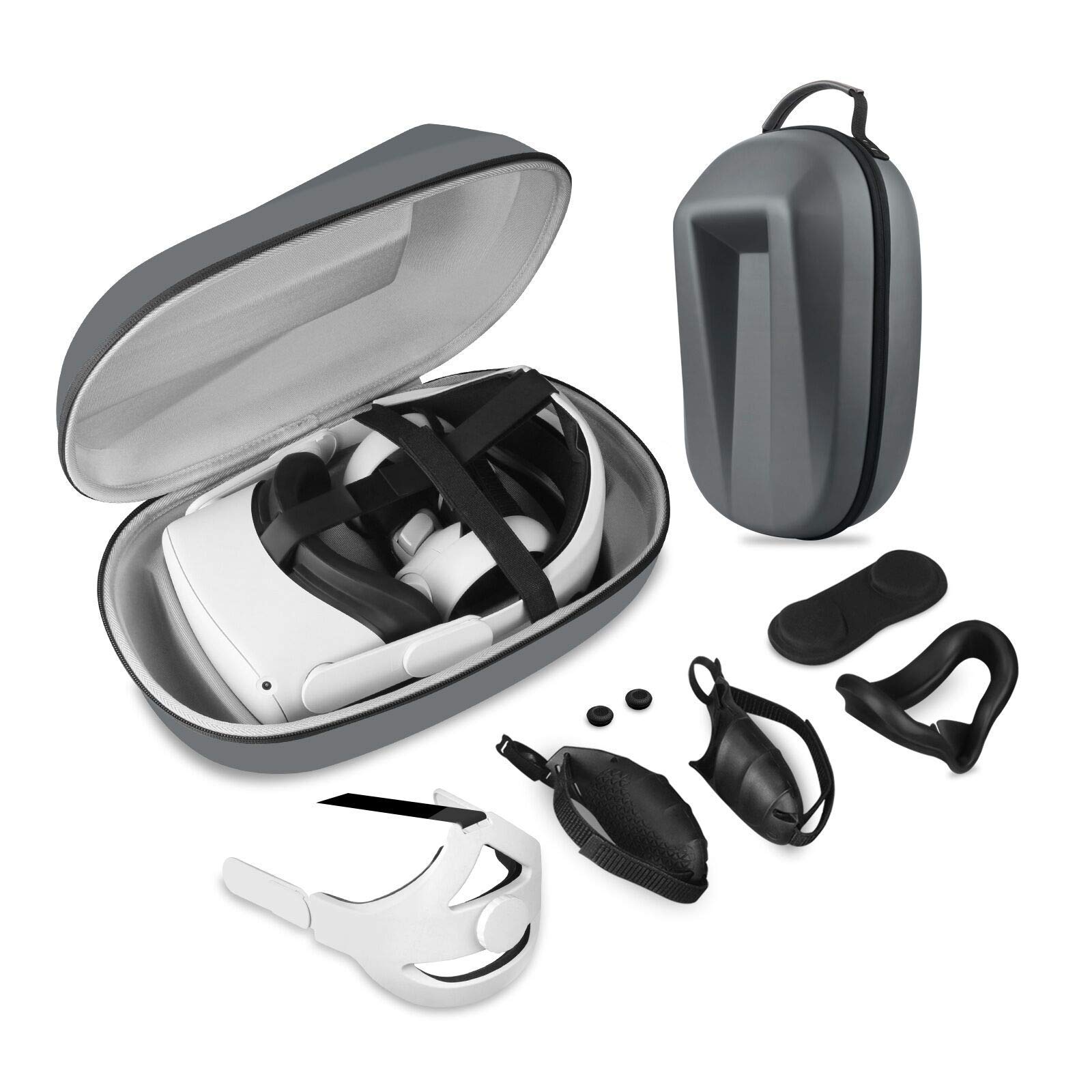 MASiKEN Advanced All-in-One Oculus Quest 2 Accessories, Oculus Quest 2 Head Strap with Case, Face Pa