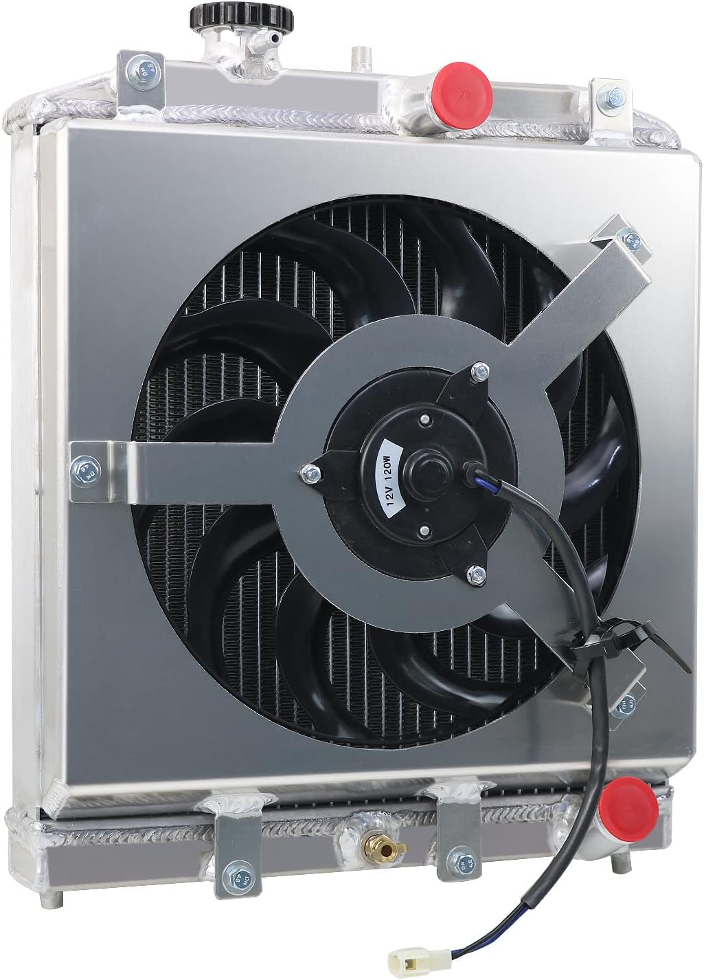 Radiator Compatible with 1994-2001 Acura Integra 1.8L L4 Gas & 1992-2000 Honda Civic 1.5L 1.6L L4 Gas, 3 Row Full Aluminium Radiator + 12 Inch Fan + Shroud + Thermostat Relay Kit
