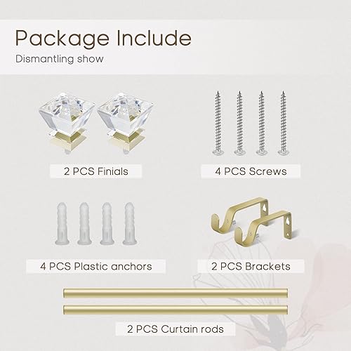 Miniatura 7 de DAINTIER Barra de cortina de una sola ventana de 34 pulgadas con acabado acrílico de diamante, 66-120 pulgadas, negro mate