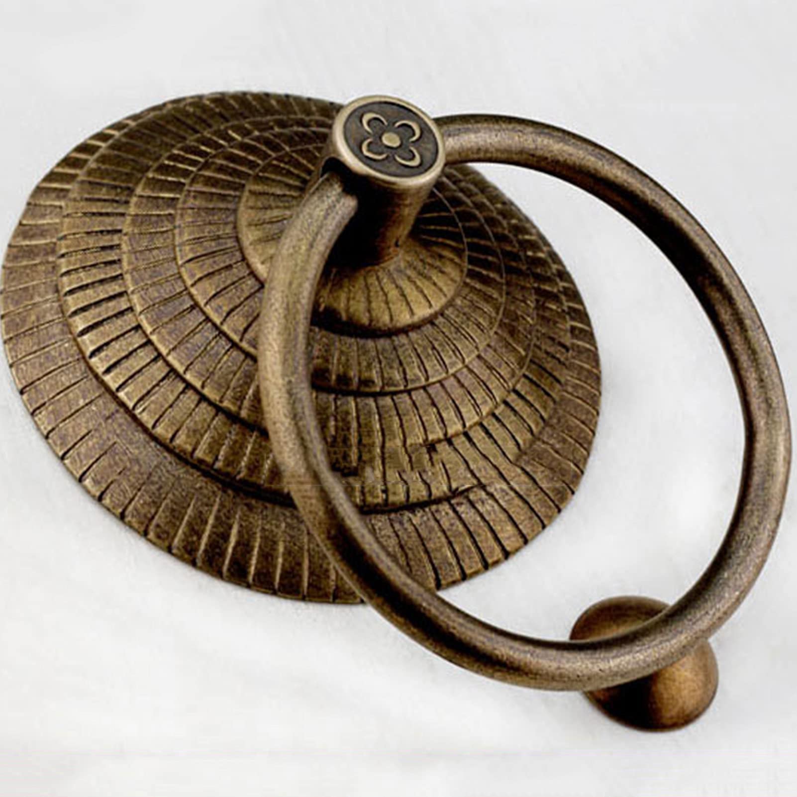 Kołatka do bram w stylu vintage, Klamka do drzwi w stylu retro w okrągłe paski do frontu willi, mosiężne akcesoria dekoracyjne do drzwi(10.5cm diameter)
