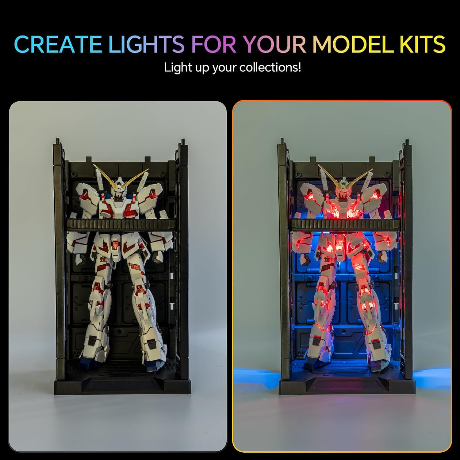 LBASE Upgraded 5th Gen Wireless LED Light Set for Gundam RG HG SD 1/144 Model Kits, 5 Wireless LED Beads, Series Connection Supported, Display Base Stand (Model & Type-C Cable Not Included)