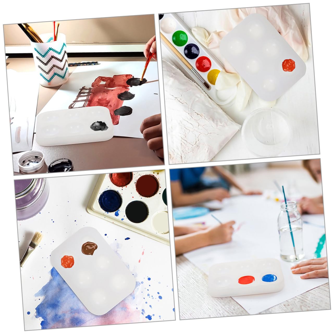 VILLCASE 4 Ensembles Palette De Couleurs en Silicone Plateaux Aquarelle Palette De Peinture Palette De Pigments Palette De Bricolage Palette Aquarelle Vide Palettes D'aquarelle 3 Pièces * 4