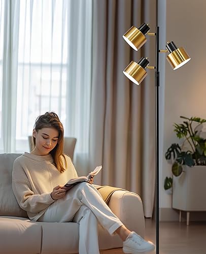 Miniatura 2 de OYEARS Lámpara de pie para sala de estar, iluminación brillante, alta y moderna, industrial, vintage, lámparas de esquina de pie, luz LED, luz de