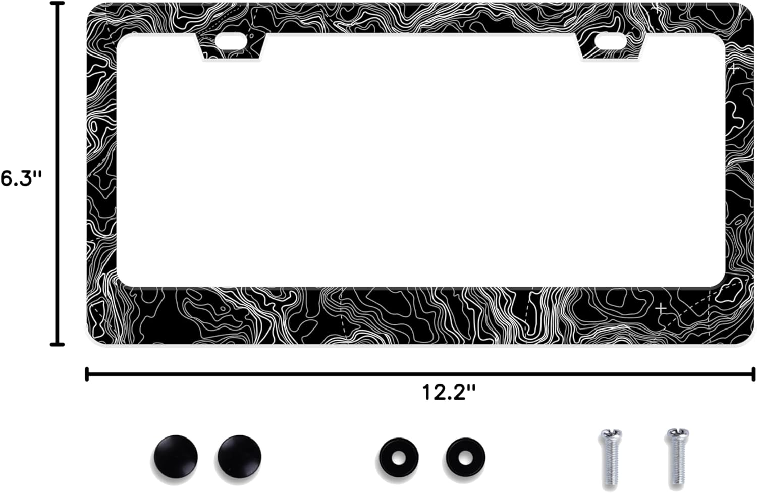 Topographic Map License Plate Frame Topography Stainless Steel License Plate Frame Auto Parts Decoration with Screws License Plate Holder for Men Women 12x6 Inch - Image 7