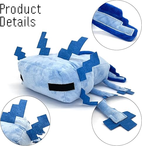 Miniatura 3 de Juguete de peluche de ajolote azul, decoración de almohada suave para fanáticos de los videojuegos, regalo preferido de fiesta de cumpleaños para