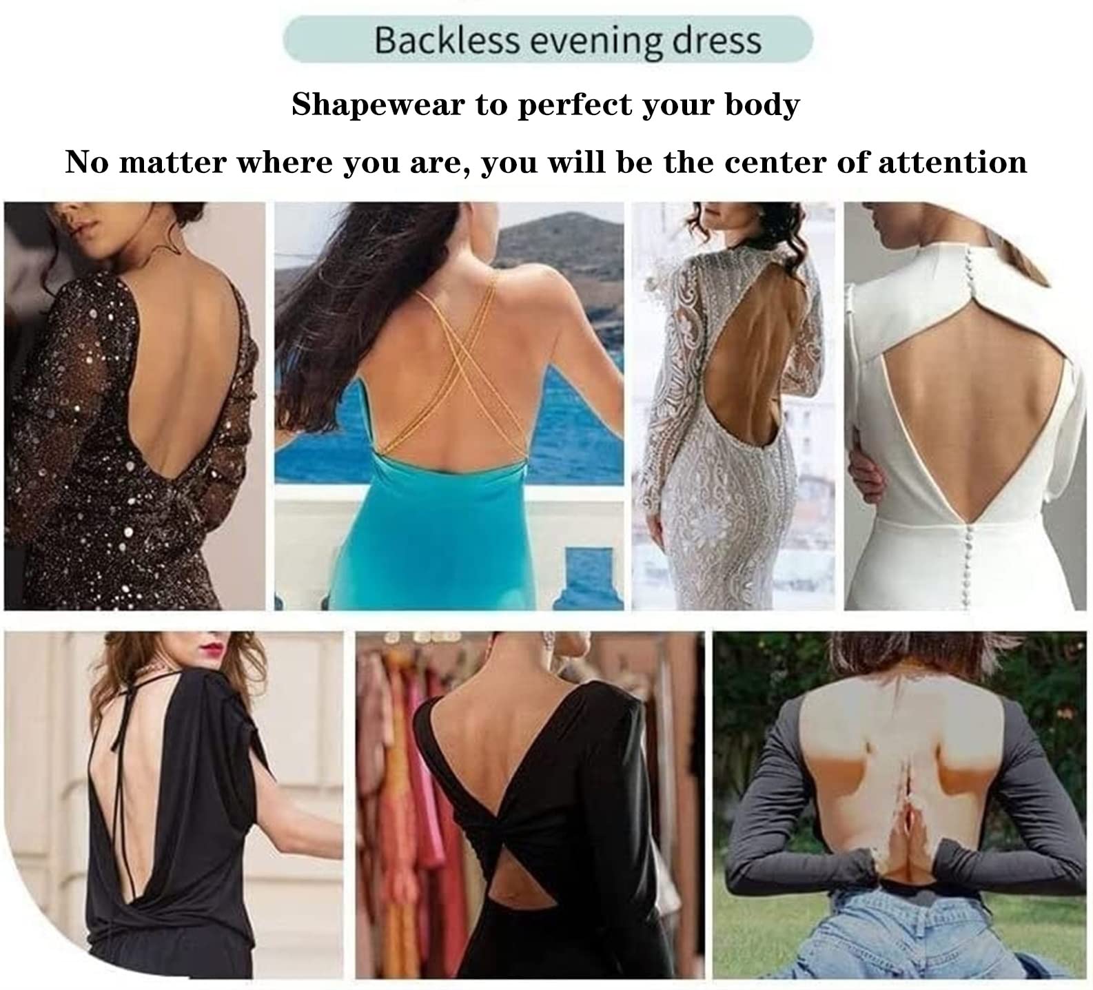 YLFC Backless Body Shaper Bra Plus Size Invisible Bras Bodysuit Deep V Neck Body Shaper for Low Back Dress (Color : Beige, Size : X-Large) at Amazon Women's Clothing store