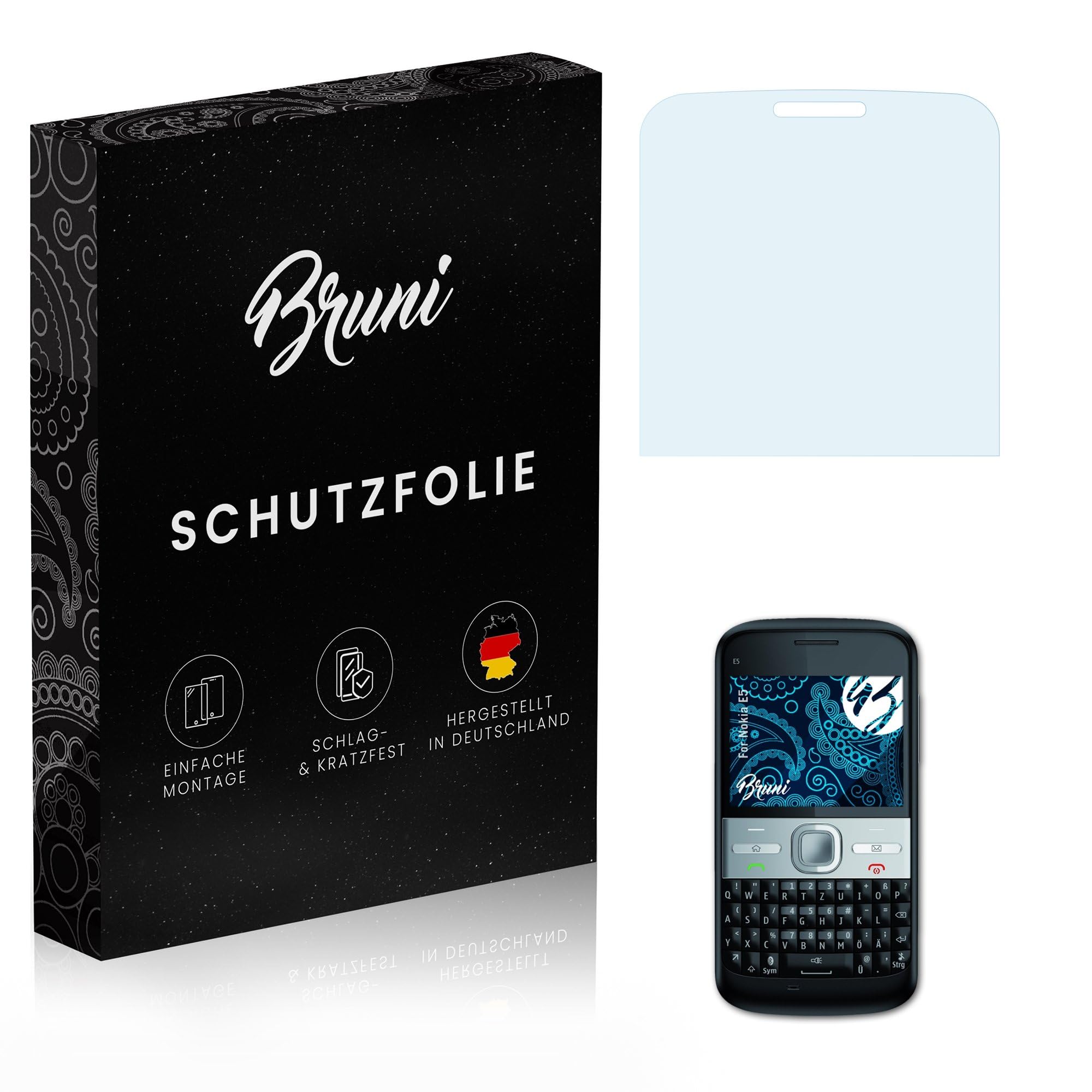 Bruni Screen Protector compatible with Nokia E5 Protector Film, crystal clear Protective Film (2X)