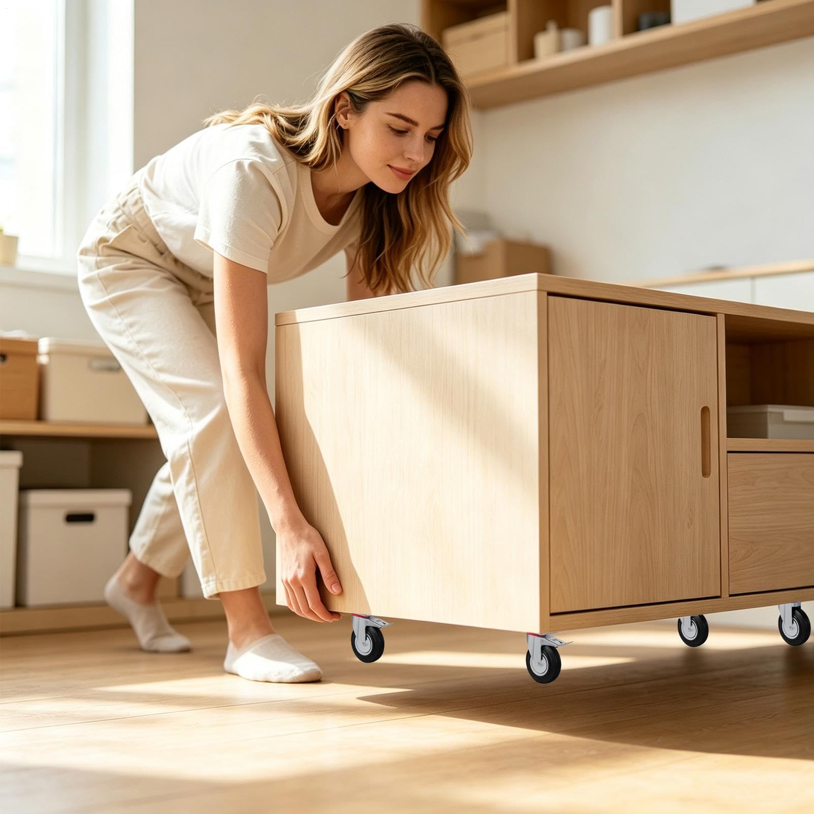 Lenkrollen, Schwerlast-Lenkrollen, Möbelrollen 3.74inches | Um 360 Grad drehbare Rollen, leichtgängiger Radsatz, feststellbare Ersatzrollen, einfaches Bewegen für Zuhause und Werkstatt