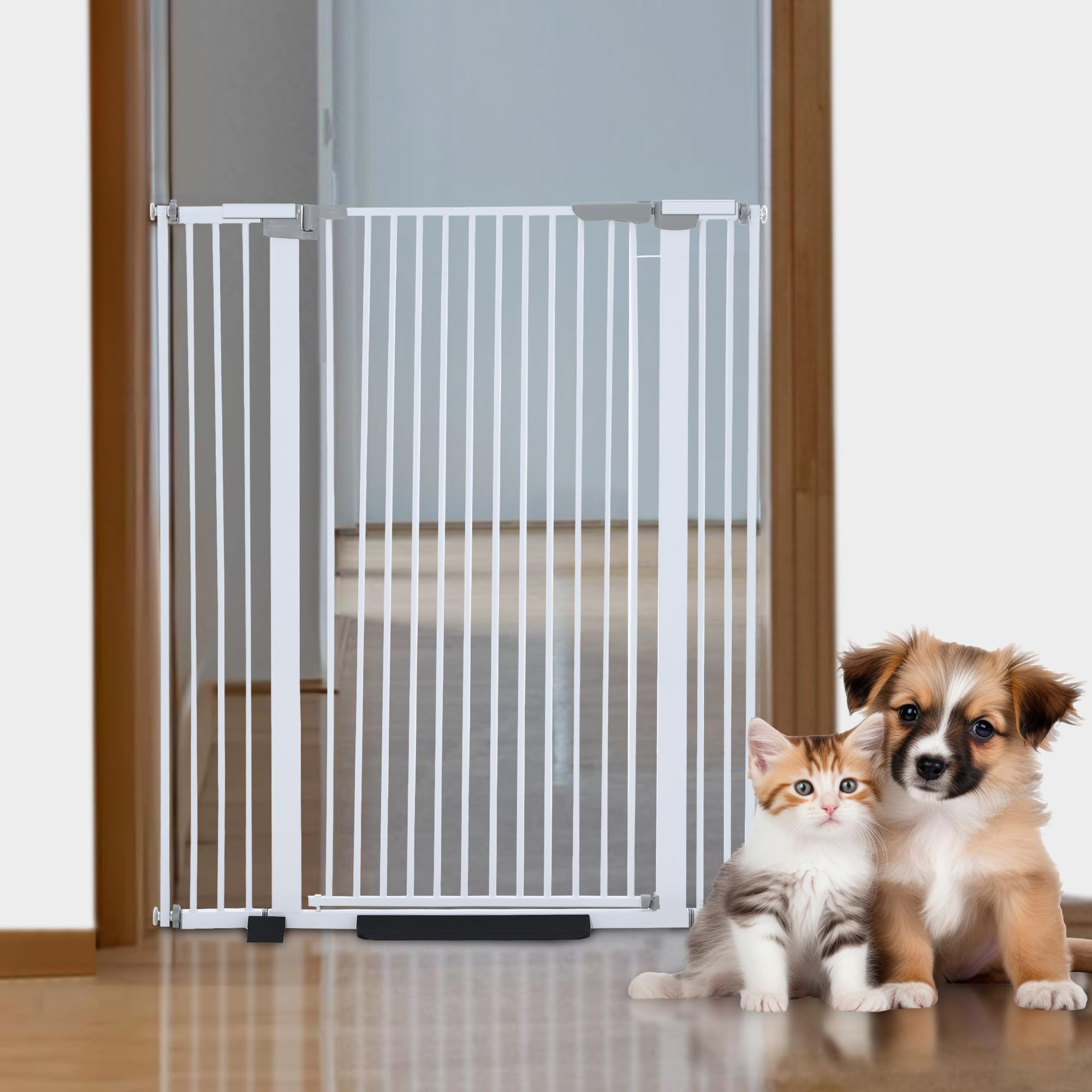 Houseables Cat Gate for Doorway, Tall Cat Gate, Kitty Fence, Barrier, Extra Tall, Pets, Hallway, Door, Climb Proof, Safety, Indoor, Dog, White, 51”