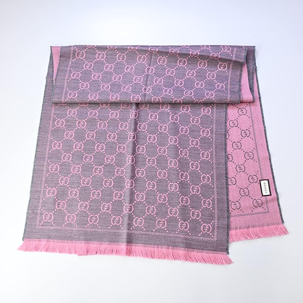 GUCCI グレー ピンク マフラー Amazon | [グッチ] 厚手ストール マフラー メンズ レディース GG